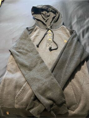 Men's Two-Tone Charcoal Hooded Pullover Sweater - 10 Tree